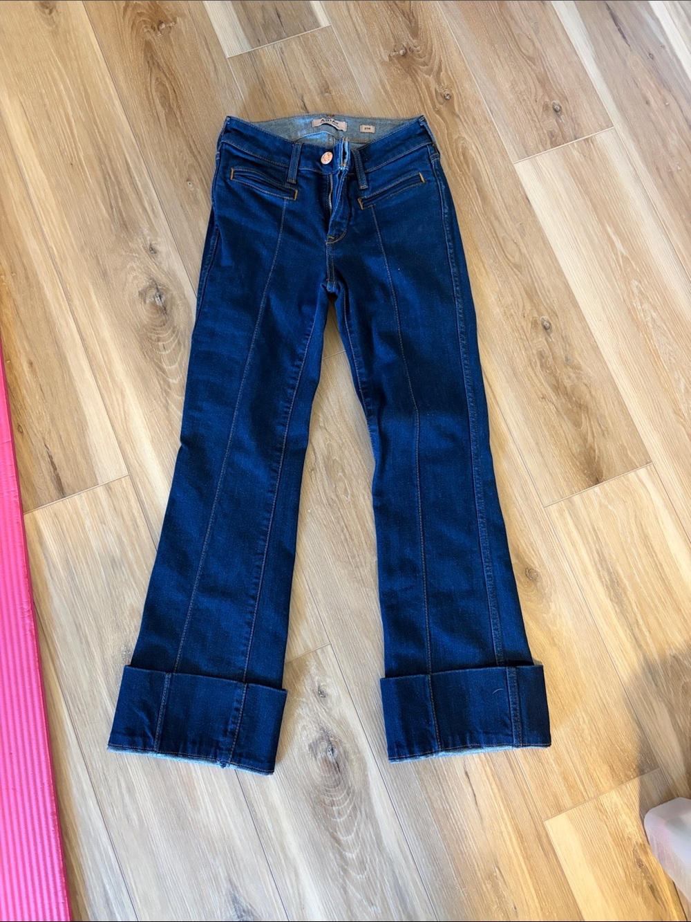 Ariat Dark Blue Boot-Cut Jeans with Cuffed Hem